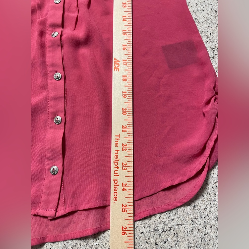 Guess Womens Tank top Pink Silk Collared Button up -Sz S - Picture 10 of 10
